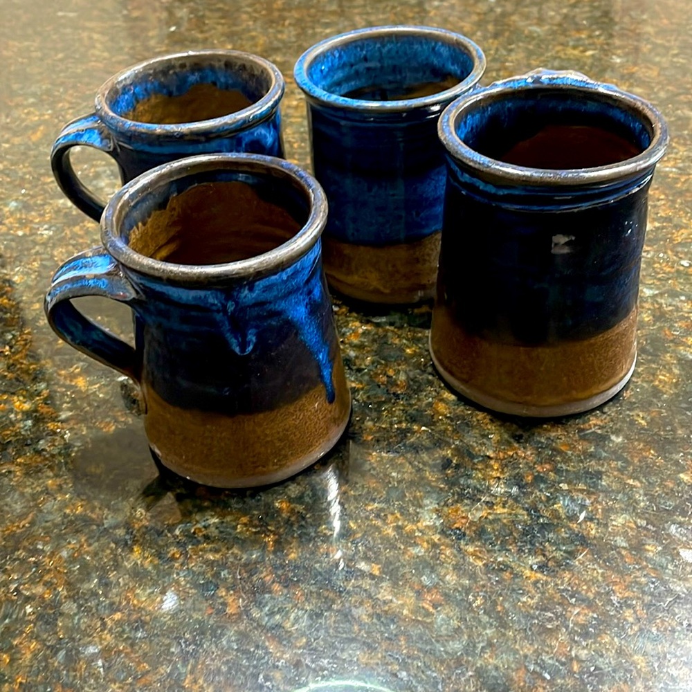 Handcrafted Blue and Brown Ceramic Mugs